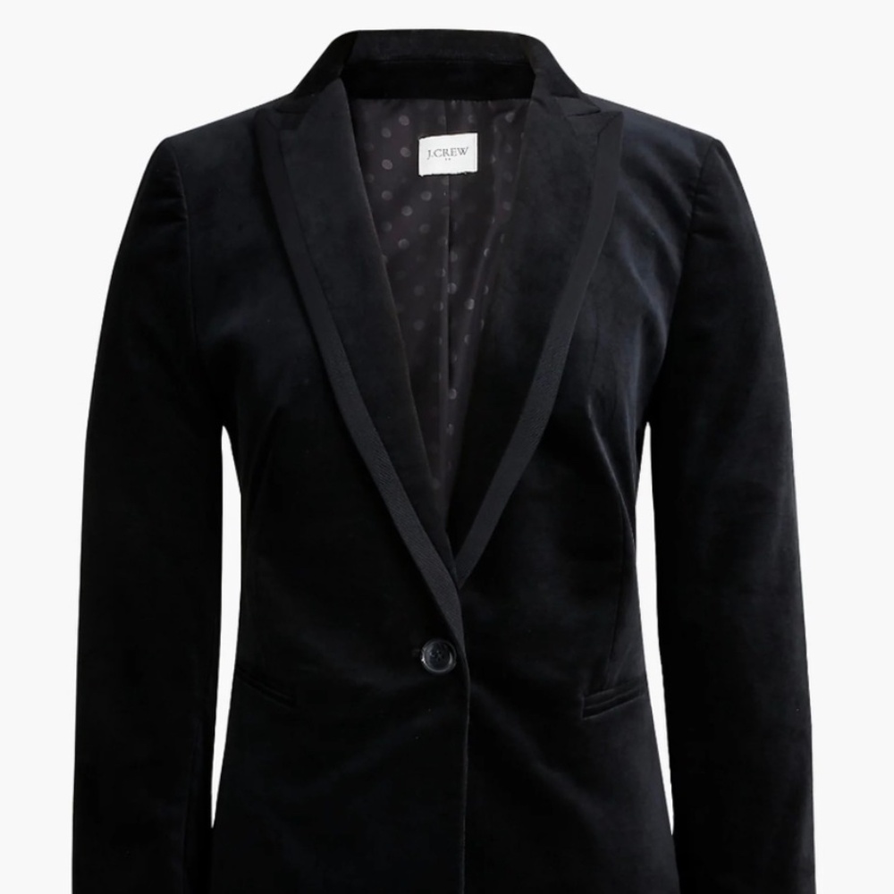 J. Crew Factory Petite 12 Black Velvet Schoolboy Blazer